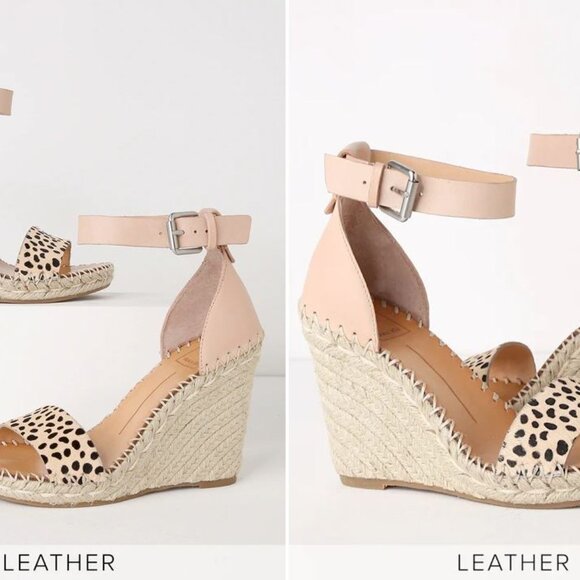 DOLCE VITA| Noor Leopard Calf Hair Espadrille Leather Wedges - SZ 10 worn 1X - Picture 3 of 11